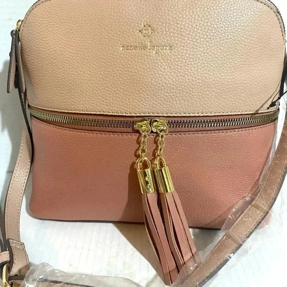 Nanette lepore faux  pebbled  leather pink crossbody handbag